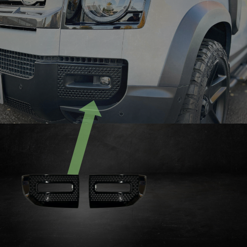 ディフェンダー110 90 130 グロスブラックカスタム フォグカバー