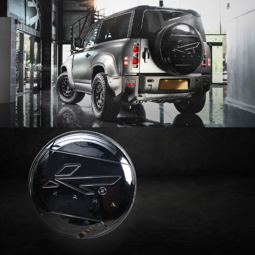 KAHN DESIGN ハードスペアタイヤカバー ピアノブラック ランドローバー ディフェンダー用
